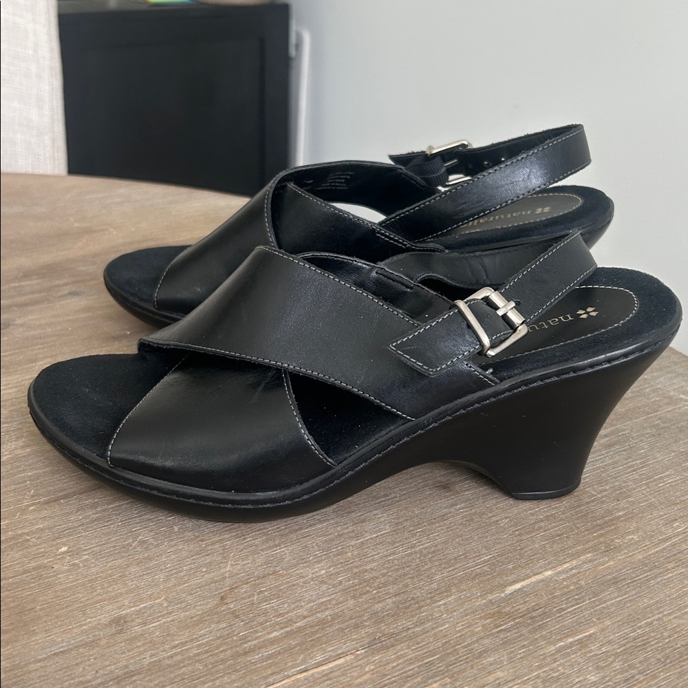 Naturalizer Leather Wedge Sandals Open Toe Slingback Women’s Size 7.5 - Picture 9 of 13